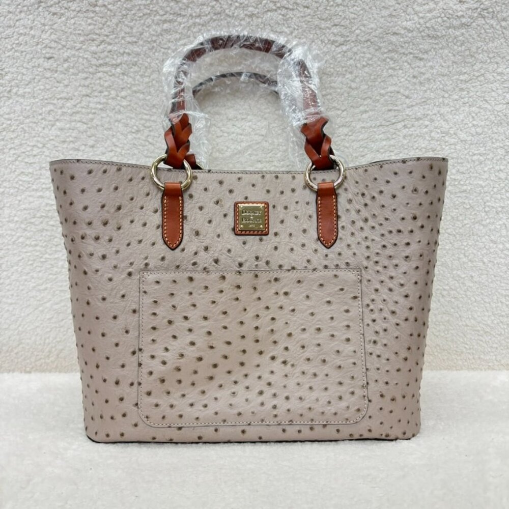 DOONEY & BOURKE - Tammy Tote Light Taupe Italian Leather Ostrich NEW $398 msrp - Picture 4 of 14